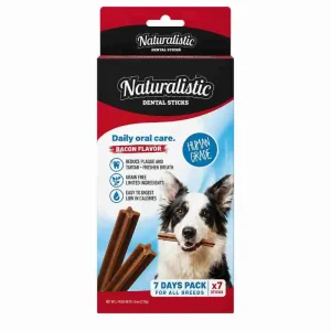 Naturalistic dental stick sabor tocino para perros 7 unidades